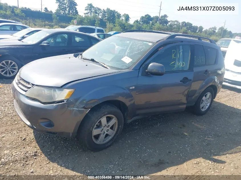 2007 Mitsubishi Outlander Es/Ls VIN: JA4MS31X07Z005093 Lot: 40356498