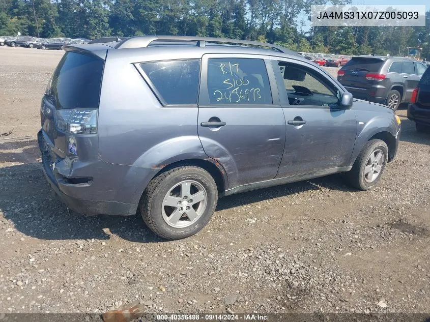 2007 Mitsubishi Outlander Es/Ls VIN: JA4MS31X07Z005093 Lot: 40356498