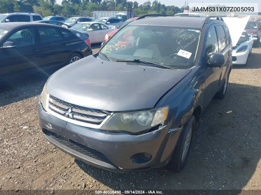 2007 Mitsubishi Outlander Es/Ls VIN: JA4MS31X07Z005093 Lot: 40356498