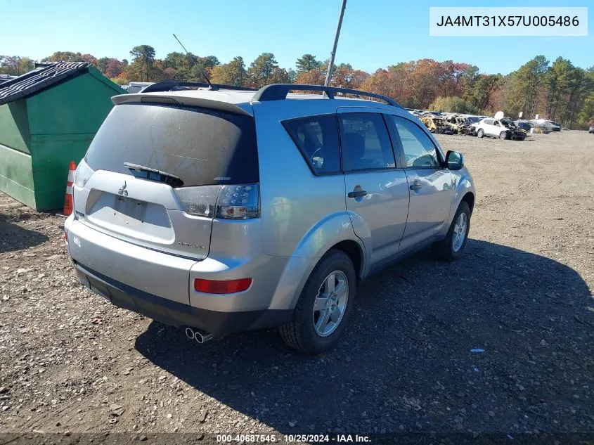 2007 Mitsubishi Outlander Ls VIN: JA4MT31X57U005486 Lot: 40687545