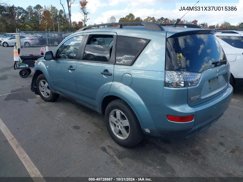 2007 Mitsubishi Outlander Es/Ls VIN: JA4MS31X37U015386 Lot: 40728867