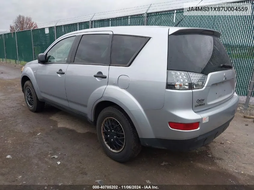 2007 Mitsubishi Outlander Es/Ls VIN: JA4MS31X87U004559 Lot: 40785202