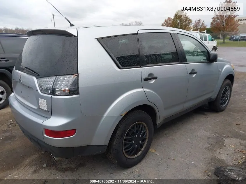 2007 Mitsubishi Outlander Es/Ls VIN: JA4MS31X87U004559 Lot: 40785202