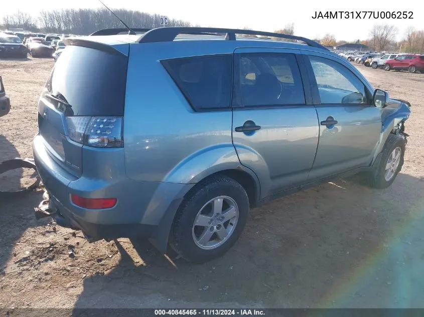 2007 Mitsubishi Outlander Ls VIN: JA4MT31X77U006252 Lot: 40845465