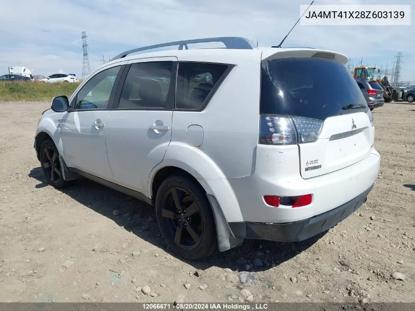 2008 Mitsubishi Outlander VIN: JA4MT41X28Z603139 Lot: 12066671