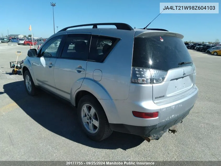 2008 Mitsubishi Outlander Es VIN: JA4LT21W98Z604103 Lot: 20177755