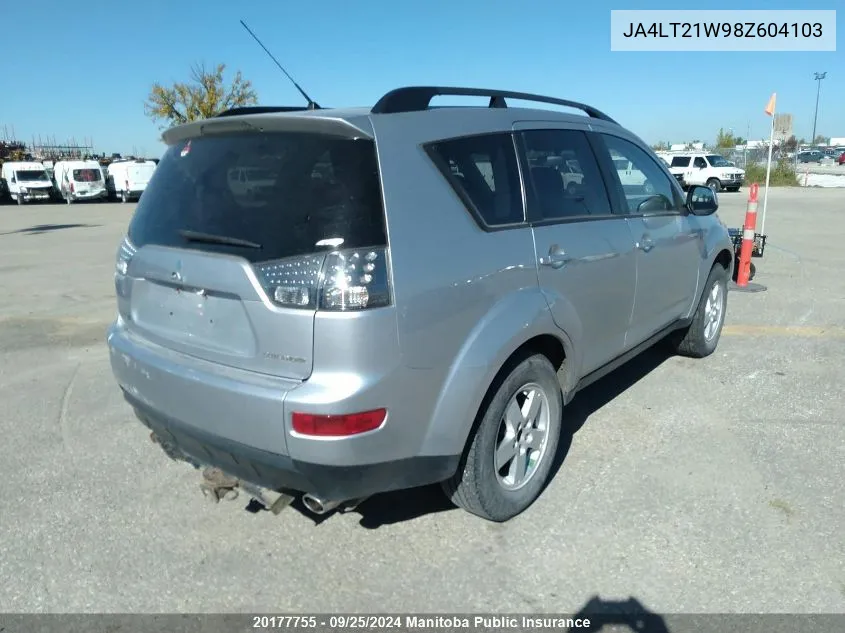 2008 Mitsubishi Outlander Es VIN: JA4LT21W98Z604103 Lot: 20177755