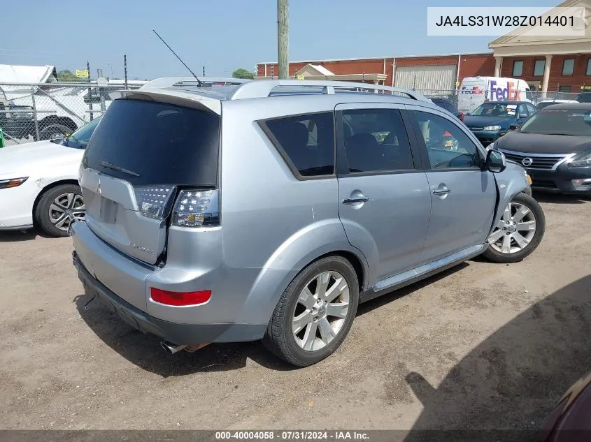 2008 Mitsubishi Outlander Se VIN: JA4LS31W28Z014401 Lot: 40004058