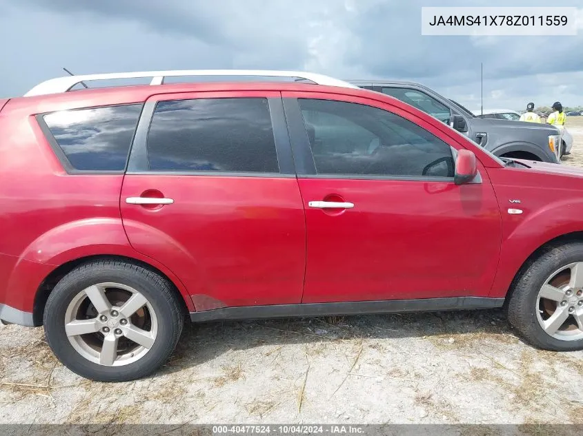 2008 Mitsubishi Outlander Xls VIN: JA4MS41X78Z011559 Lot: 40477524