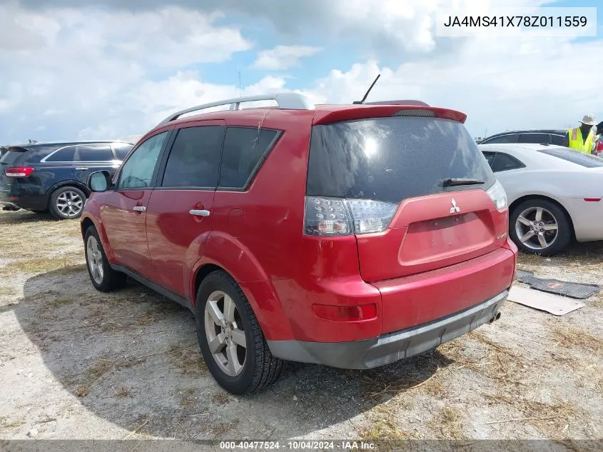 2008 Mitsubishi Outlander Xls VIN: JA4MS41X78Z011559 Lot: 40477524