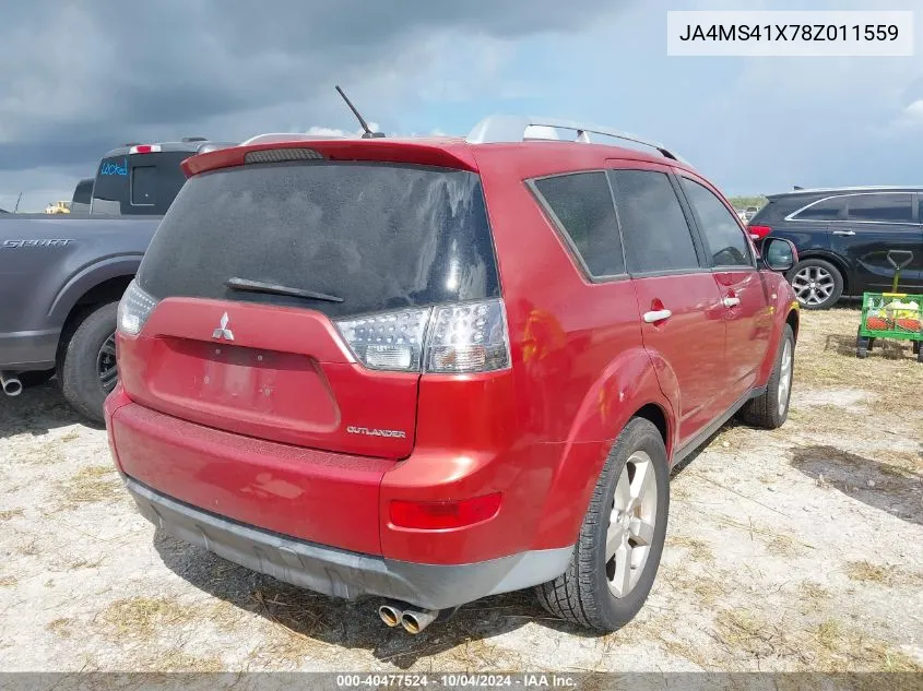 2008 Mitsubishi Outlander Xls VIN: JA4MS41X78Z011559 Lot: 40477524