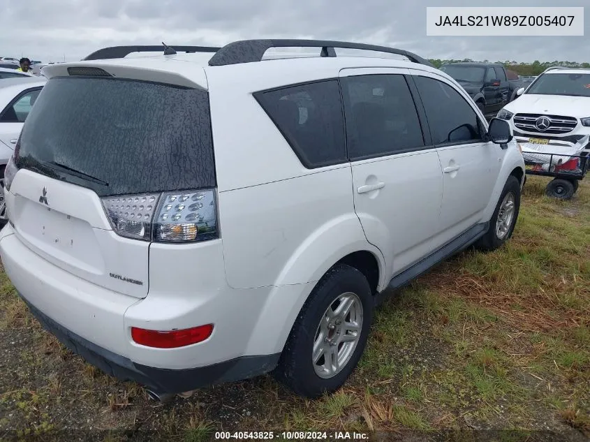 2009 Mitsubishi Outlander Es VIN: JA4LS21W89Z005407 Lot: 40543825