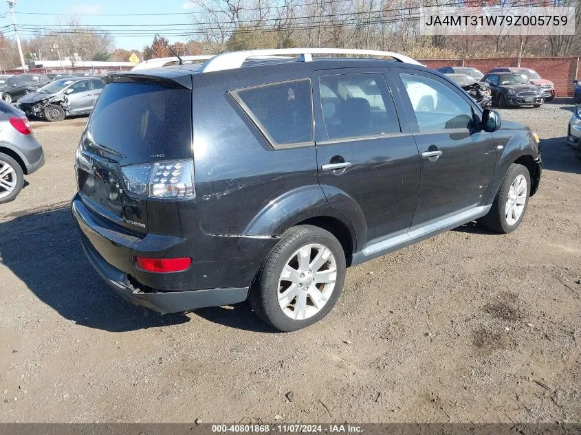 2009 Mitsubishi Outlander Se VIN: JA4MT31W79Z005759 Lot: 40801868