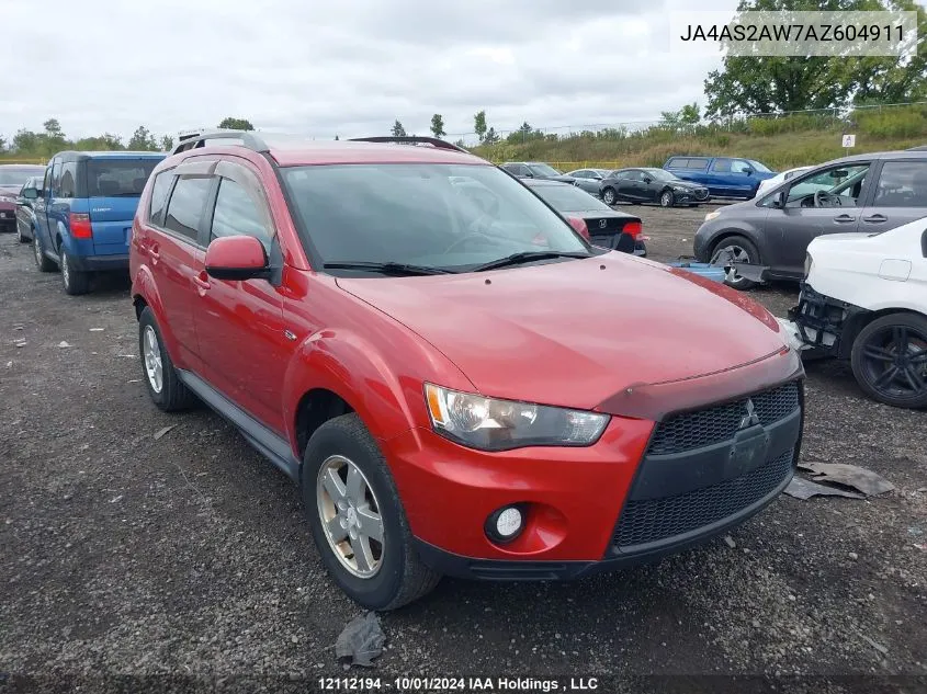 2010 Mitsubishi Outlander VIN: JA4AS2AW7AZ604911 Lot: 12112194