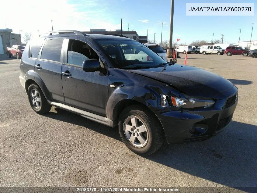 2010 Mitsubishi Outlander Ls VIN: JA4AT2AW1AZ600270 Lot: 20183778