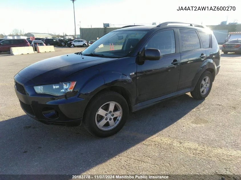 2010 Mitsubishi Outlander Ls VIN: JA4AT2AW1AZ600270 Lot: 20183778