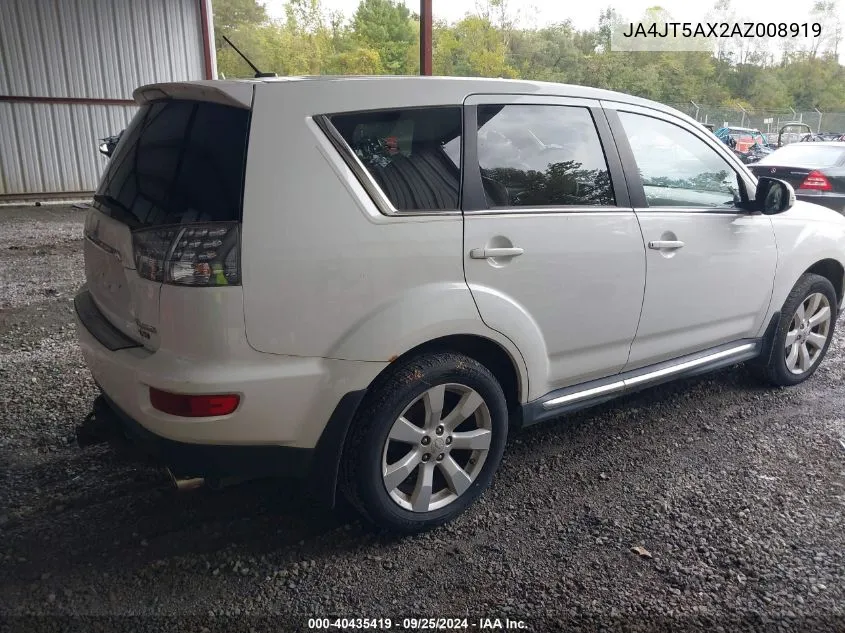 2010 Mitsubishi Outlander Gt VIN: JA4JT5AX2AZ008919 Lot: 40435419