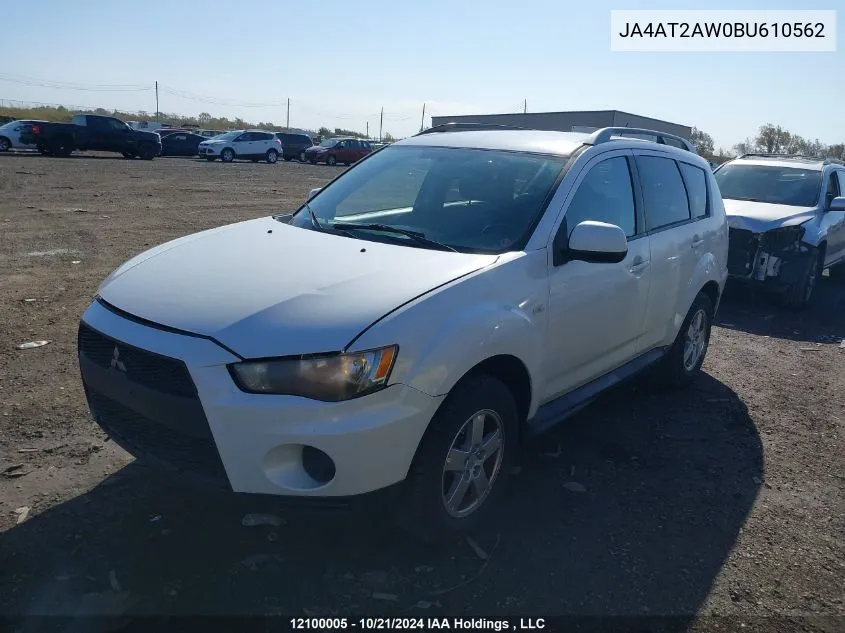 2011 Mitsubishi Outlander VIN: JA4AT2AW0BU610562 Lot: 12100005