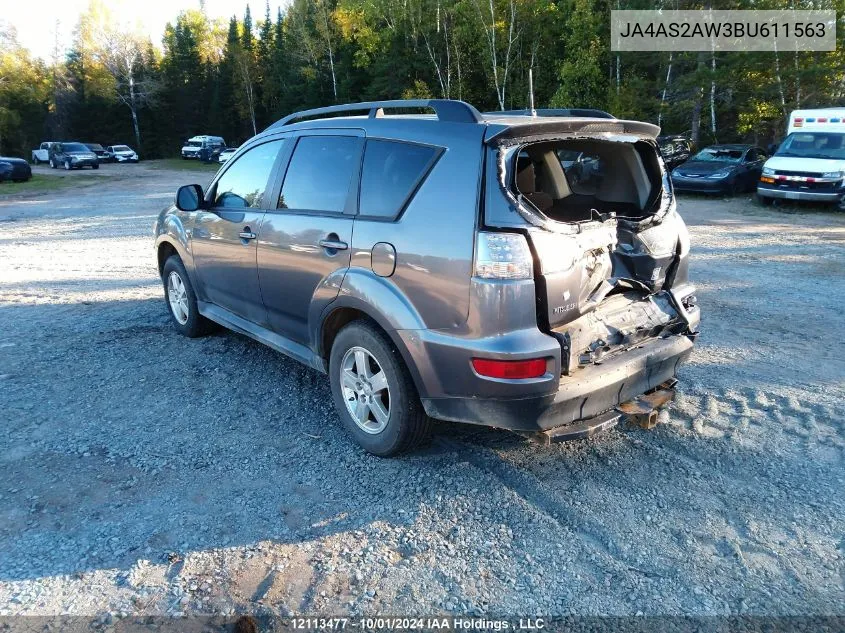 2011 Mitsubishi Outlander VIN: JA4AS2AW3BU611563 Lot: 12113477