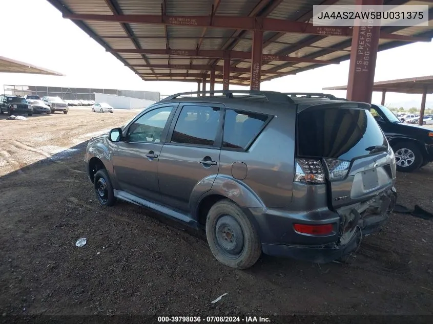 2011 Mitsubishi Outlander Es VIN: JA4AS2AW5BU031375 Lot: 39798036