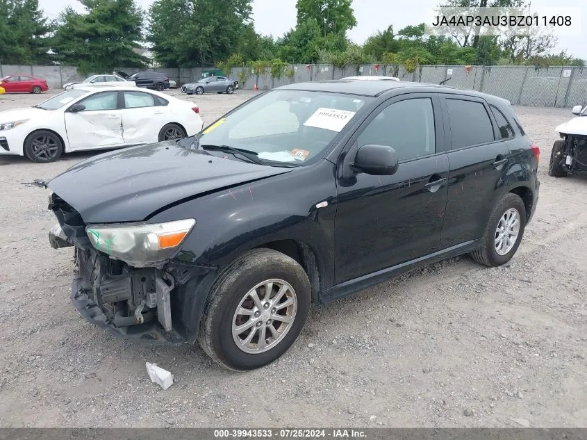 2011 Mitsubishi Outlander Sport Es VIN: JA4AP3AU3BZ011408 Lot: 39943533