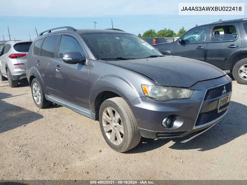 2011 Mitsubishi Outlander Se VIN: JA4AS3AWXBU022418 Lot: 40025021