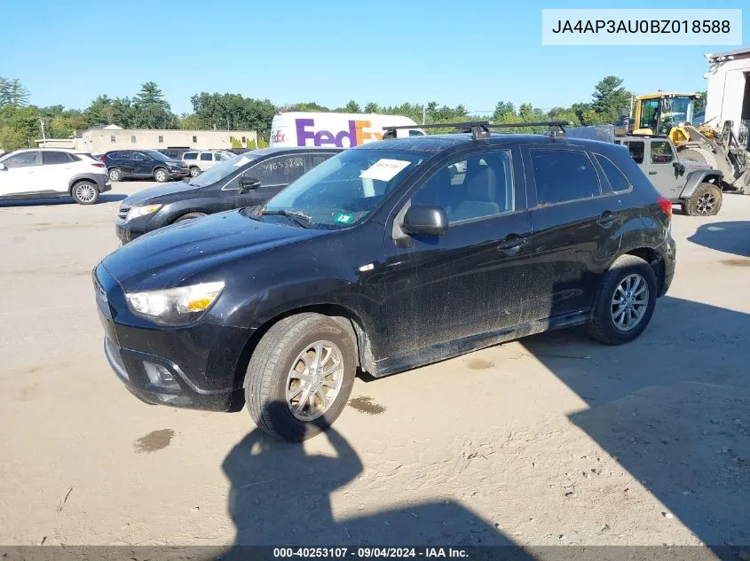 2011 Mitsubishi Outlander Sport Es VIN: JA4AP3AU0BZ018588 Lot: 40253107