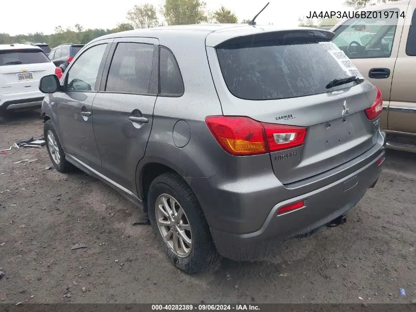 2011 Mitsubishi Outlander Sport Es VIN: JA4AP3AU6BZ019714 Lot: 40282389