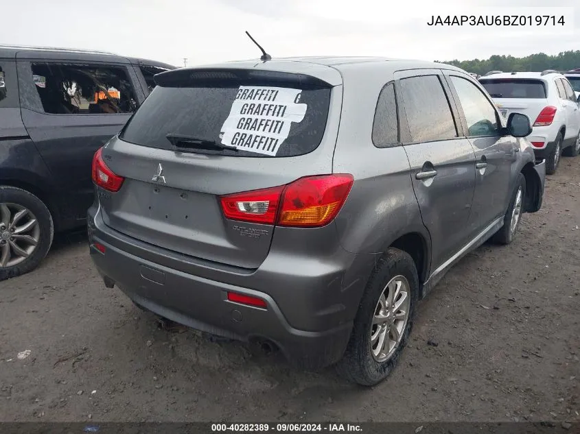 2011 Mitsubishi Outlander Sport Es VIN: JA4AP3AU6BZ019714 Lot: 40282389