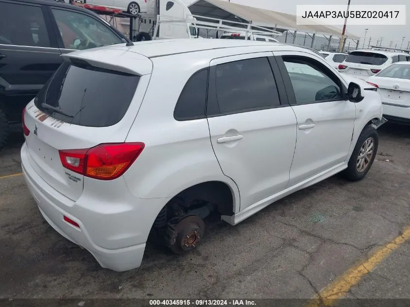 JA4AP3AU5BZ020417 2011 Mitsubishi Outlander Sport Es