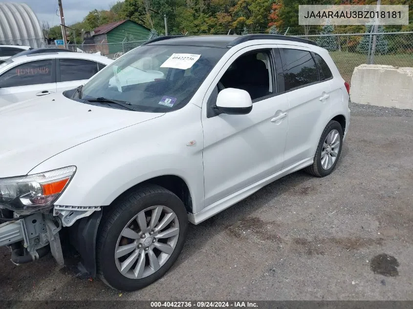 2011 Mitsubishi Outlander Sport Se VIN: JA4AR4AU3BZ018181 Lot: 40422736