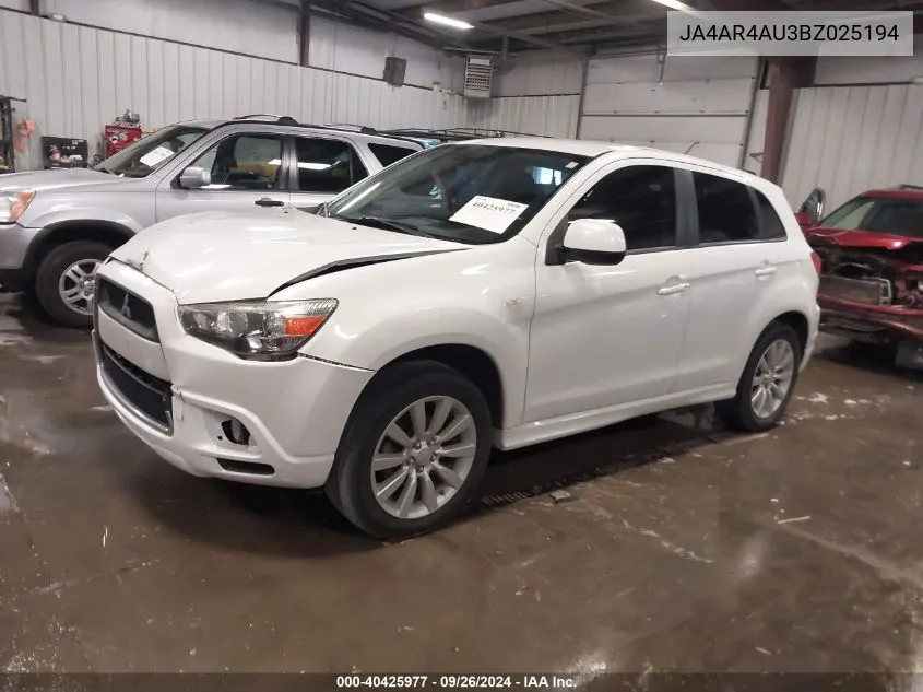 2011 Mitsubishi Outlander Sport Se VIN: JA4AR4AU3BZ025194 Lot: 40425977