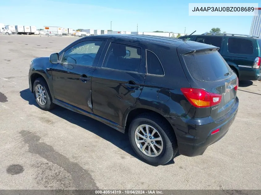 2011 Mitsubishi Outlander Sport Es VIN: JA4AP3AU0BZ008689 Lot: 40514319