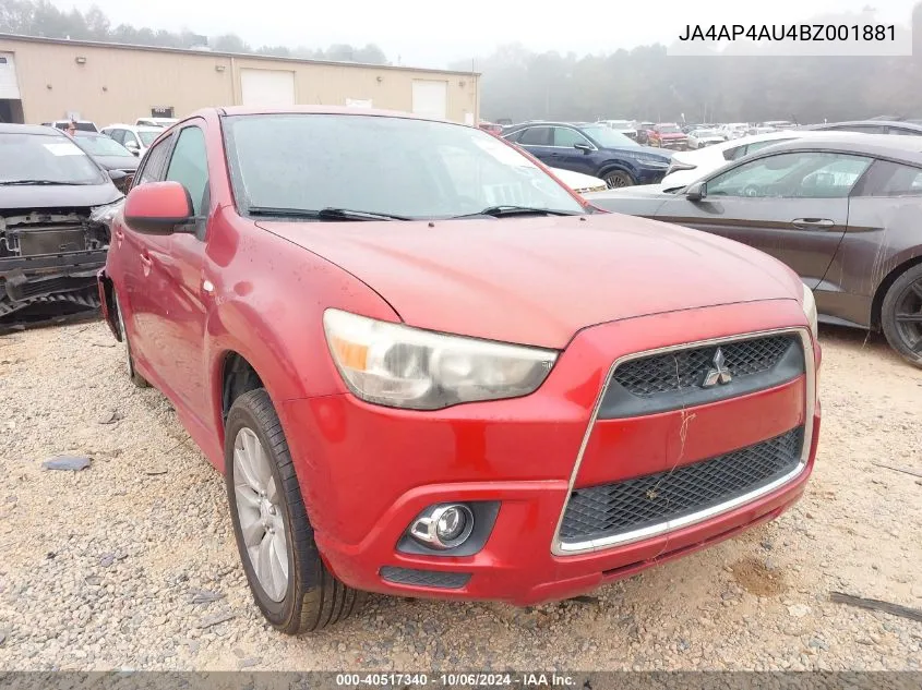 2011 Mitsubishi Outlander Sport Se VIN: JA4AP4AU4BZ001881 Lot: 40517340