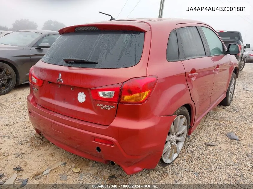 2011 Mitsubishi Outlander Sport Se VIN: JA4AP4AU4BZ001881 Lot: 40517340