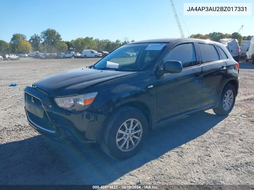 2011 Mitsubishi Outlander Sport Es VIN: JA4AP3AU2BZ017331 Lot: 40573027