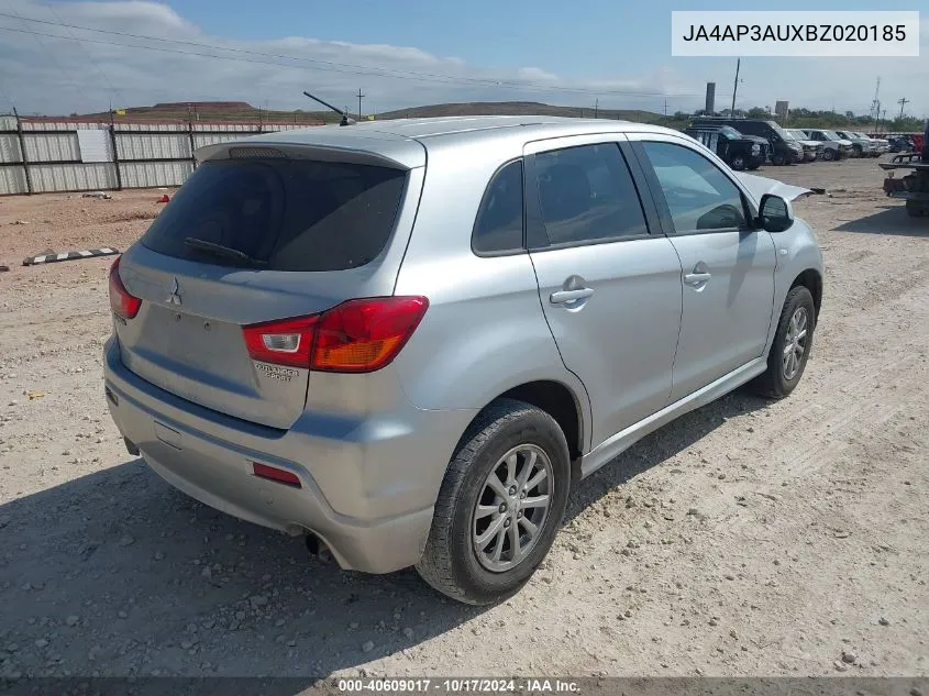 2011 Mitsubishi Outlander Sport Es VIN: JA4AP3AUXBZ020185 Lot: 40609017