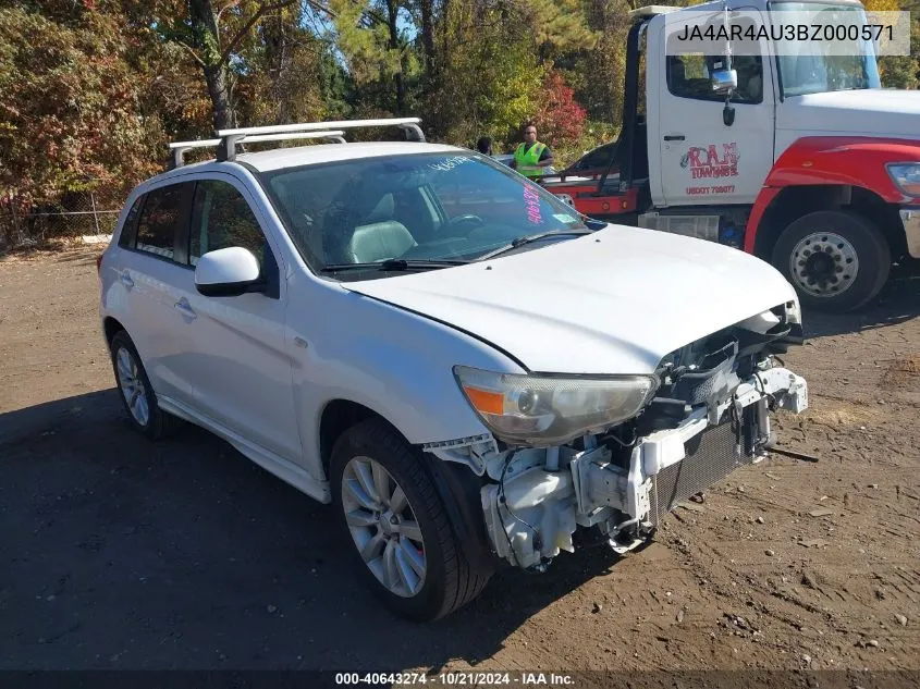 2011 Mitsubishi Outlander Sport Se VIN: JA4AR4AU3BZ000571 Lot: 40643274