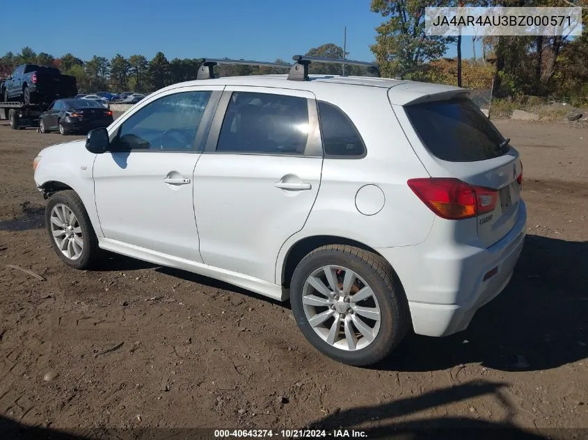 2011 Mitsubishi Outlander Sport Se VIN: JA4AR4AU3BZ000571 Lot: 40643274