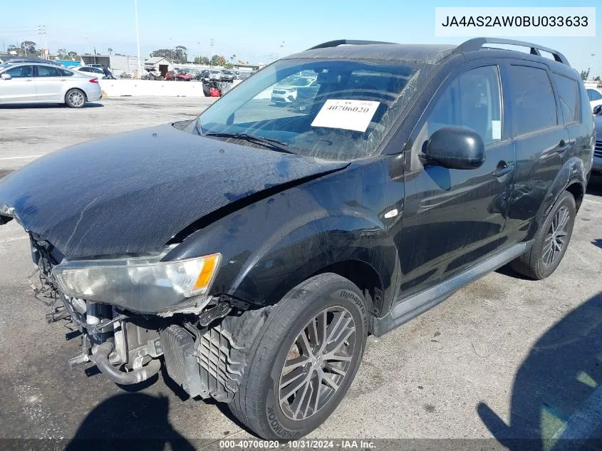 2011 Mitsubishi Outlander Es VIN: JA4AS2AW0BU033633 Lot: 40706020