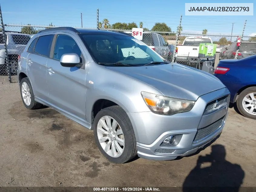 2011 Mitsubishi Outlander Sport Se VIN: JA4AP4AU2BZ022793 Lot: 40713515