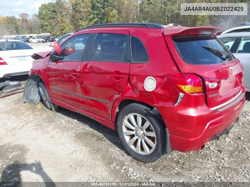 2011 Mitsubishi Outlander Sport Se VIN: JA4AR4AU0BZ022429 Lot: 40751179