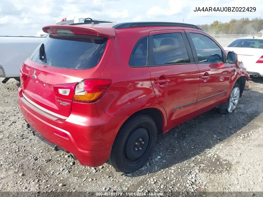 2011 Mitsubishi Outlander Sport Se VIN: JA4AR4AU0BZ022429 Lot: 40751179