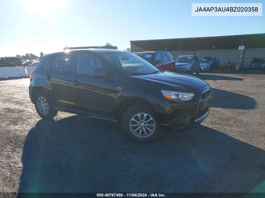 2011 Mitsubishi Outlander Sport Es VIN: JA4AP3AU4BZ020358 Lot: 40767480