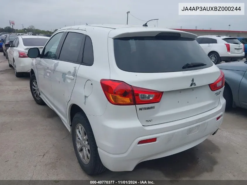 2011 Mitsubishi Outlander Sport Es VIN: JA4AP3AUXBZ000244 Lot: 40770377