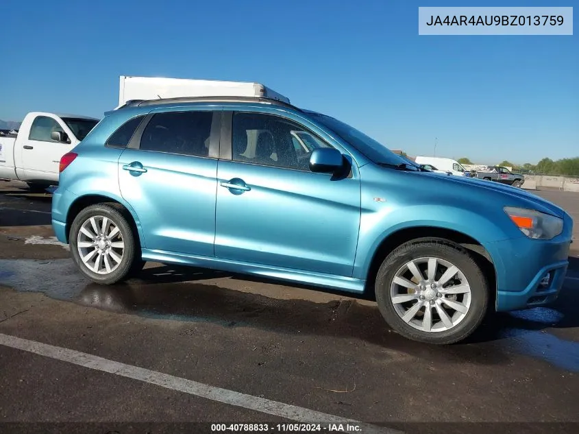 2011 Mitsubishi Outlander Sport Se VIN: JA4AR4AU9BZ013759 Lot: 40788833