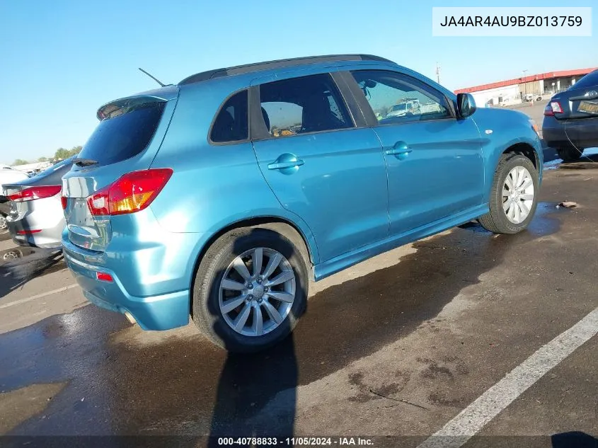 2011 Mitsubishi Outlander Sport Se VIN: JA4AR4AU9BZ013759 Lot: 40788833