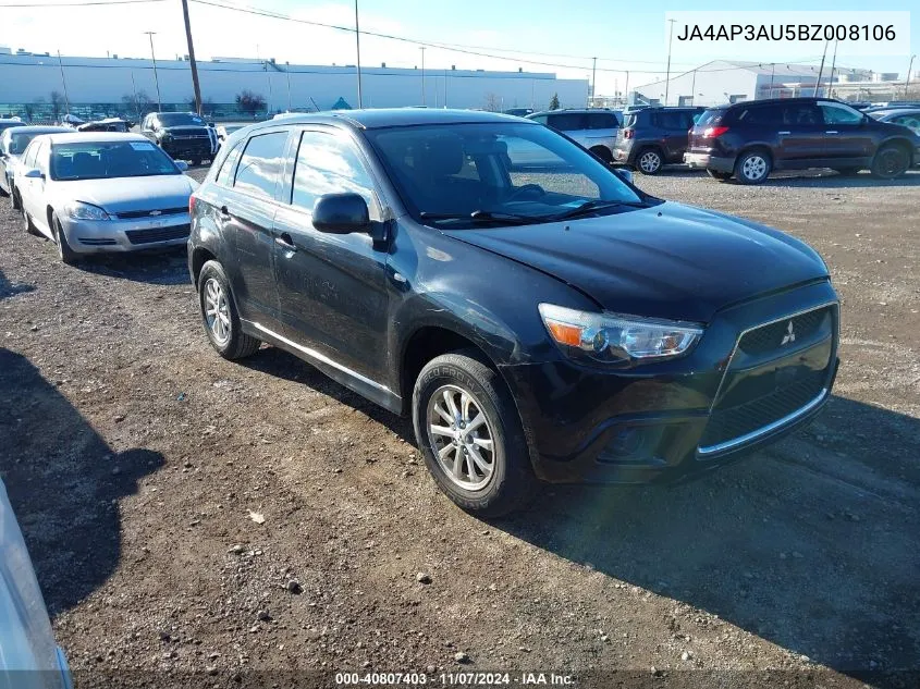 2011 Mitsubishi Outlander Sport Es VIN: JA4AP3AU5BZ008106 Lot: 40807403