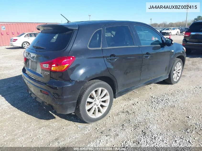 2011 Mitsubishi Outlander Sport Se VIN: JA4AR4AUXBZ002415 Lot: 40837583