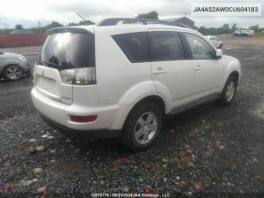 2012 Mitsubishi Outlander VIN: JA4AS2AW0CU604183 Lot: 12078176